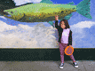 Frisbee Girl and Fish Mural